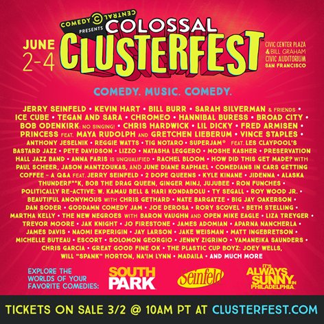 Hittin up @ComedyCentral's @clusterfest in June.  Get your tickets: https://t.co/IMPOtUPZf4 https://t.co/4ttKbDH9WL