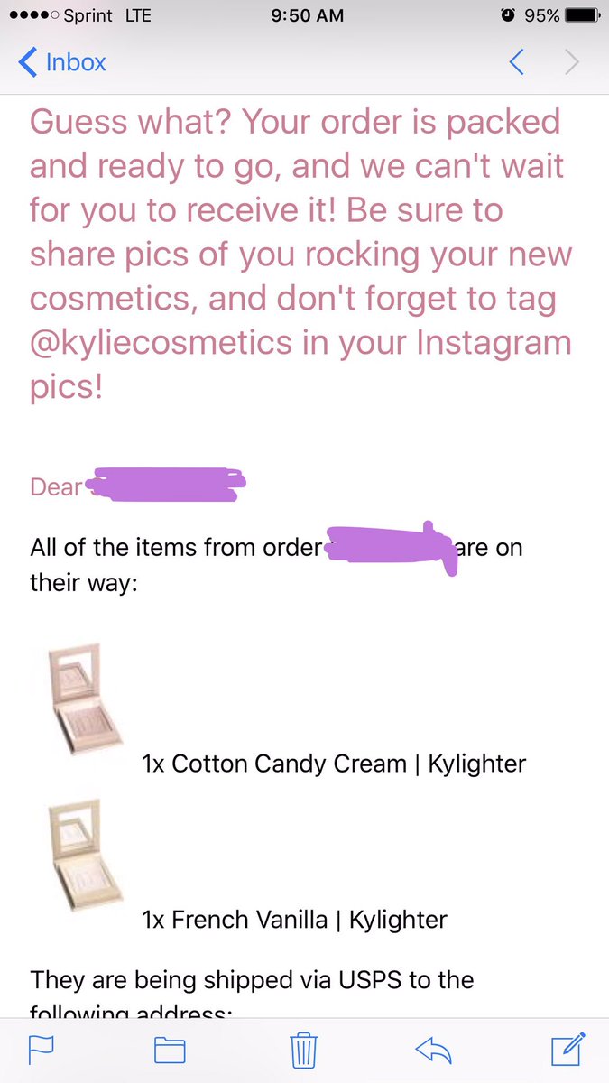 RT @SNP_Anna: Literally the fastest shipping ever!
I'm so excited!! ❤❤????❤????
@kyliecosmetics @KylieJenner https://t.co/LhdYMLIPk9