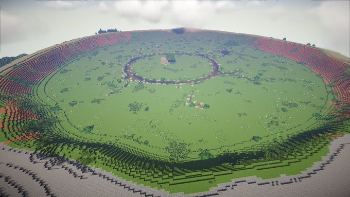 Minecraftで君の名は。の糸守町を作ってみました。マインクラフトの描画距離やブロック等の関係上、原作の糸守町とは多