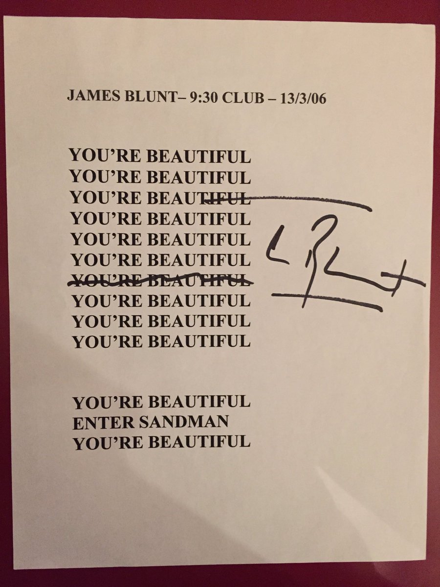 RT @JamesBlunt: Anyone want a signed set list of mine from 2006? https://t.co/Z0tmKIpBtN