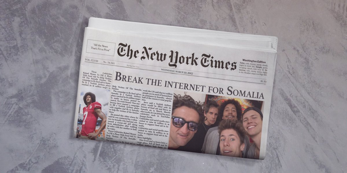 RT @jeromejarre: WOOOW!!!
TOMORROW'S @NYTIMES FRONT PAGE IS ABOUT THE FAMINE IN SOMALIA!!! ????????❤️ https://t.co/uZ0U5AhGzj