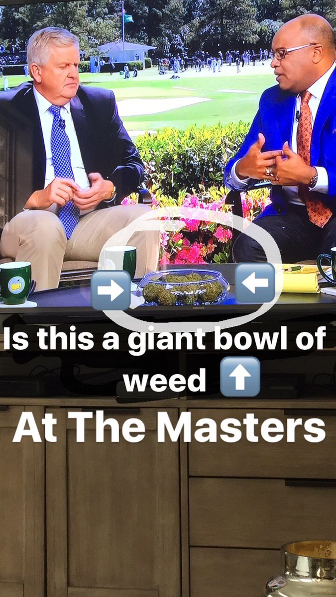 Take a close look. Tell me that doesn't look like a giant bowl of weed at The Masters ! https://t.co/HWV44ET5xl