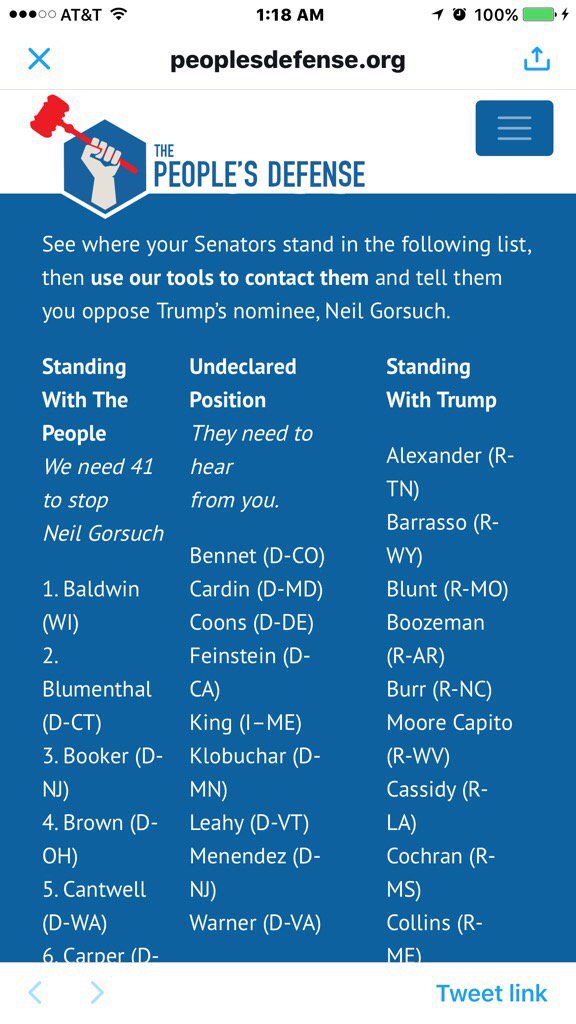 ACTION NEEDED! These are the senators who are *Undecided about Blocking Gorsach's Supreme Ct. nomination. CALL THEM! https://t.co/nU2qsP1DFl