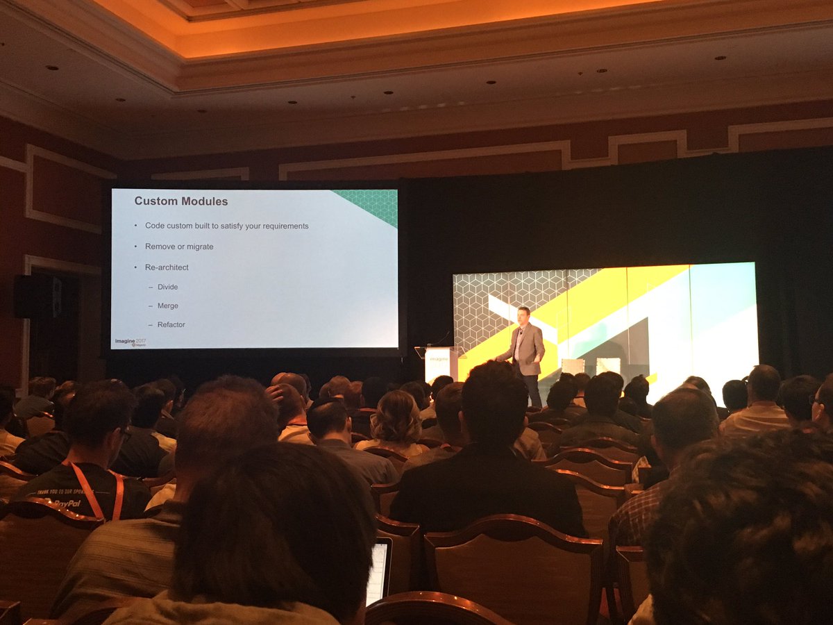 gsautereau: Big topic of the year: room packed for the session about migrating from M1 to M2 by @gordonknoppe at #MagentoImagine https://t.co/NMSPf1Pxbo