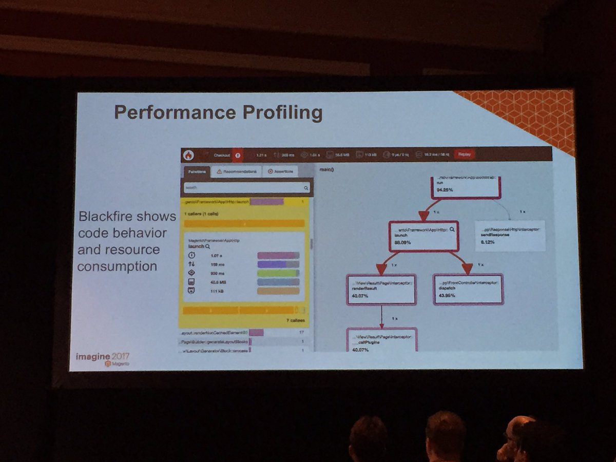 wearejh: Blackfire shows code behaviour and resource consumption @blackfireio #Magentoimagine https://t.co/CJ3t0n1xvq