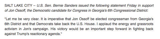 Bernie Sanders quote on why we must #FlipThe6th by electing @ossoff... https://t.co/WJv0uUGbcg