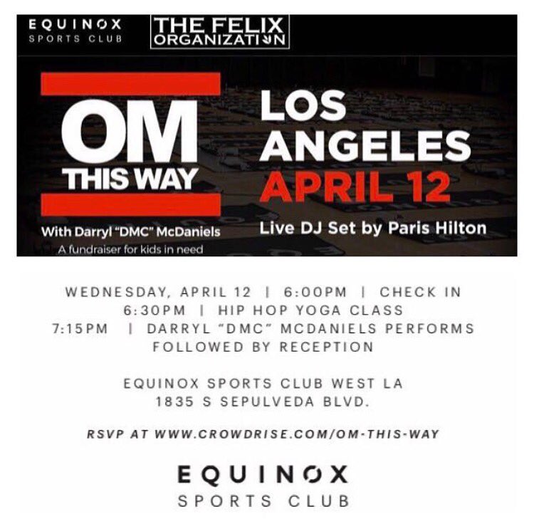 Hey LA! Join me & #KingDMC as we raise funds for #FelixOrganization! For more information: https://t.co/o0VHeyib16 https://t.co/9PAGhqFm6Z