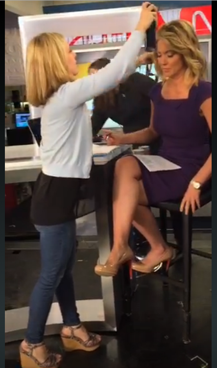 Brooke baldwin getting ready for show on her 1st periscope. bts hair