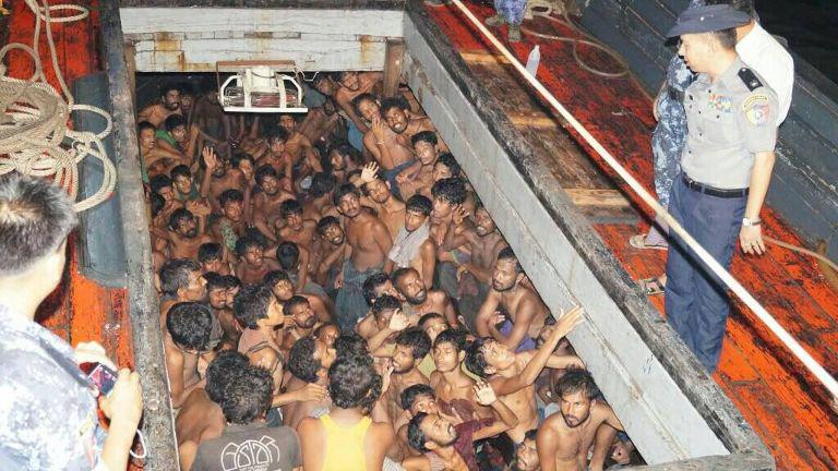 Myanmar navy carries out first rescue migrant boat official read.