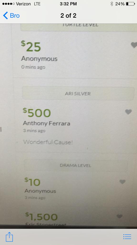 And lastly I'm proud because I think my brother @Ant_Ferrara donation put @WendyMolyneux over the 10k. Thanks big bro http://t.co/u1ZBBQqgkD