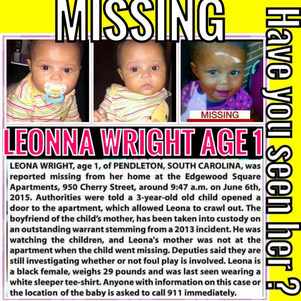 RT @crazynwildbaby: @LanceBass MISSING 1 YEAR OLD FROM PENDLETON SC. Please share #FindLeonna #FindLeoana #missing http://t.co/Pp5R0mxvmX