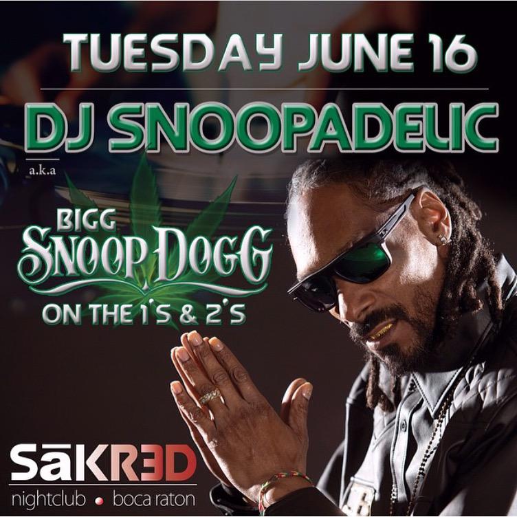 Florida !! Catch me #DJSNOOPADELIC live @SakredNightclub tomorrow June 16 ! http://t.co/xHwzC1g2ra