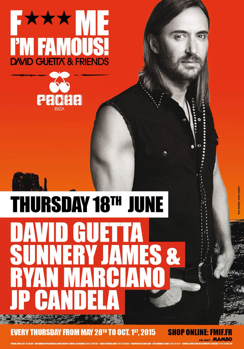 RT @SJ_RM: Tomorrow we'll be BACK at @PachaIbiza with @DavidGuetta's notorious #FMIF party! http://t.co/ZUwDkdZjT7