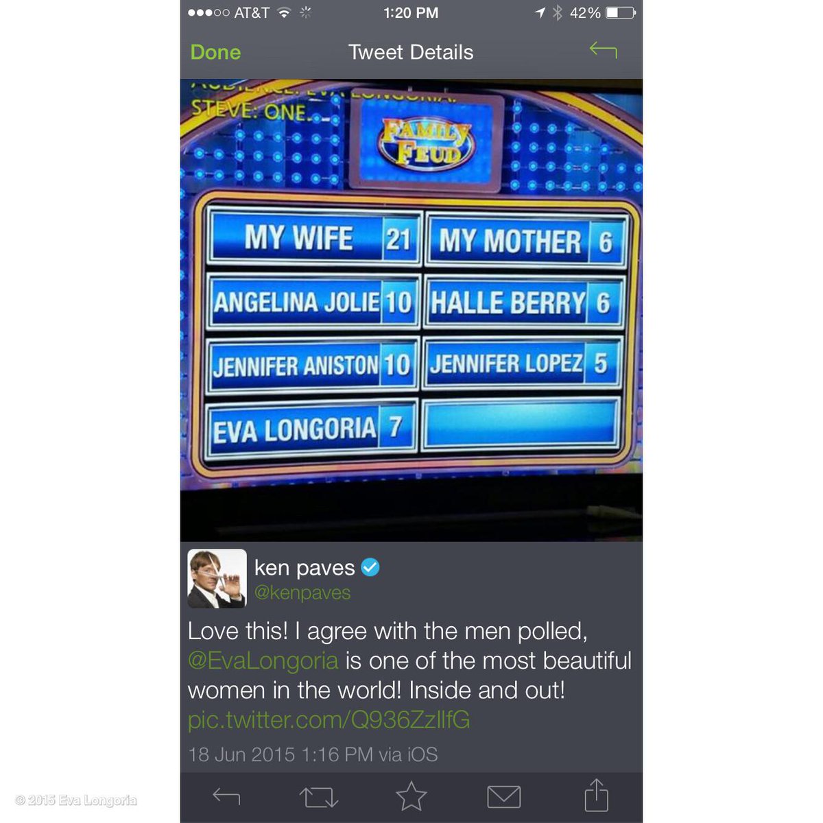 Haha love this @kenpaves and Thank u @FamilyFeud! #MomWouldBeProud http://t.co/HUGn7N4bgw