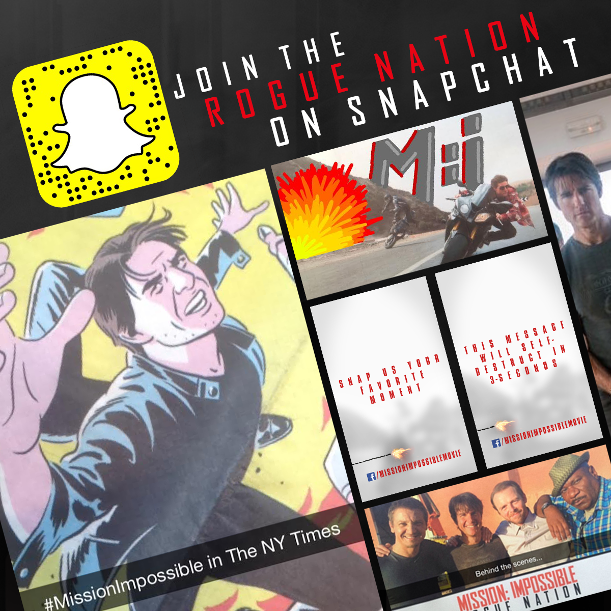 RT @MissionFilm: Follow MissionMovie on Snapchat NOW for a special message from Tom Cruise! RT http://t.co/tWIzy9wrpJ
