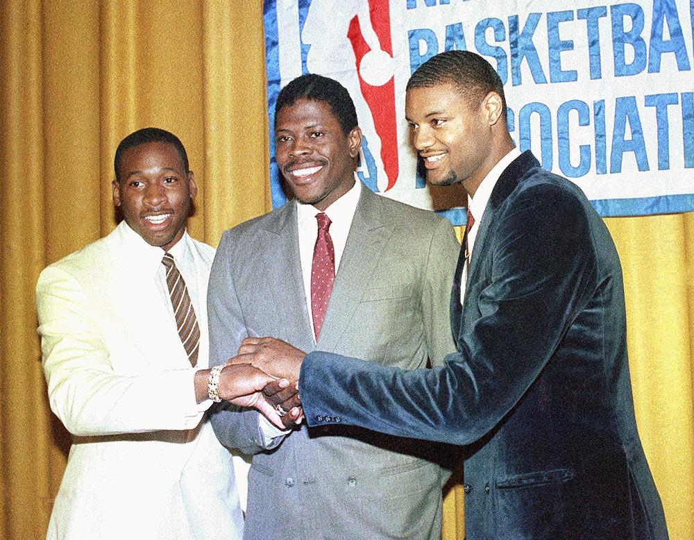Wayman tisdale, patrick ewing and benoit benjamin at 1985 nba draft (ap