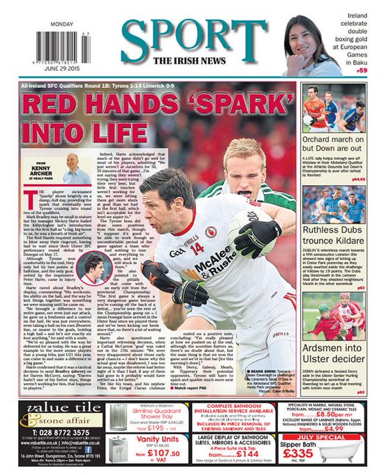 .@TyroneGAALive spark into life with win against @LimerickCLG #backpage #GAA http://t.co/KPkGhSItO5 spark from twitter @irishnewssport
