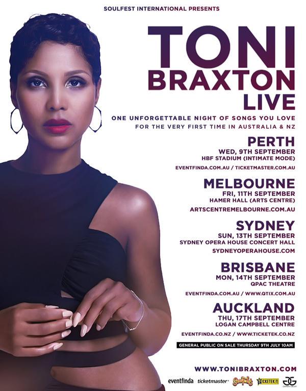 RT @satnettv: Toni Braxton @tonibraxton Australia & New Zealand Tour for the FIRST time ever! https://t.co/ncnJETqZiL Get your Tix http://t…