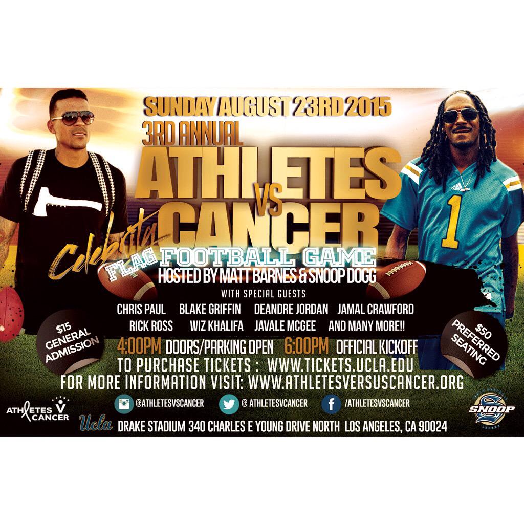 Tickets on sale NOW! 
3rd Annual Athletes vs Cancer Celebrity Flag Football Game on Sunday... https://t.co/WpV0Sg2TpZ http://t.co/qOP2W56ByJ