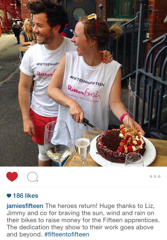 Amazing thank you Liz and Jimmy! Big Love @JamiesFifteen #FifteentoFifteen http://t.co/MRqDiEM0Zs