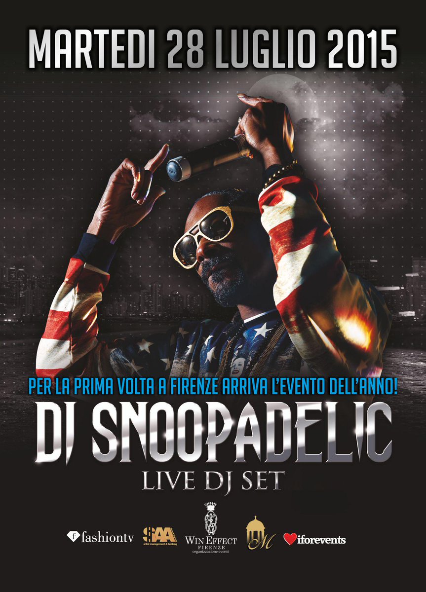 Italy ! catch me #DJSNOOPADELIC #LIVE at #Magnificenza july28 at S/o @iforphin @LePavoniere @SAAFABER @adamclaymusic http://t.co/drHRAbxhNx