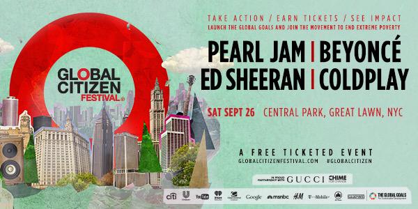 Will you be in #NYC on 9/26 for the #GlobalCitizen Festival? Take action and earn free tix - http://t.co/L41vyuWyc0 http://t.co/e0TkUmfUor