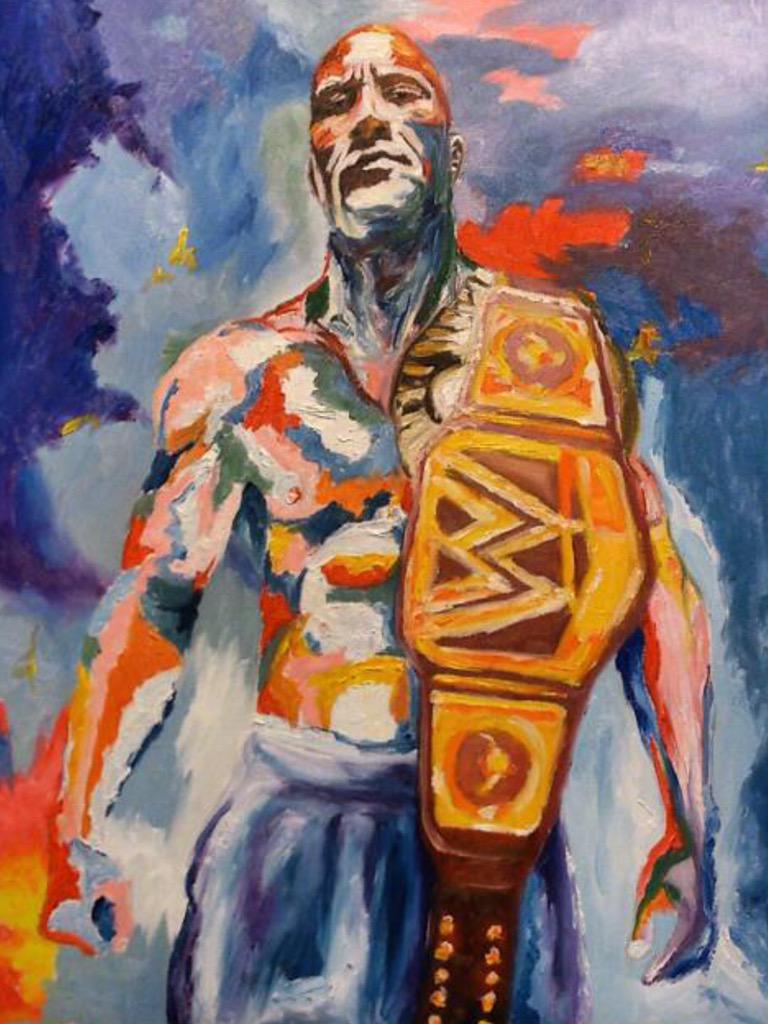 Dope oil work by Andrew Dickens. Thank you! 8x @WWE Heavyweight Champion. #PeoplesChamp4Life #TeamKayfabe http://t.co/nhS4hUXtWj