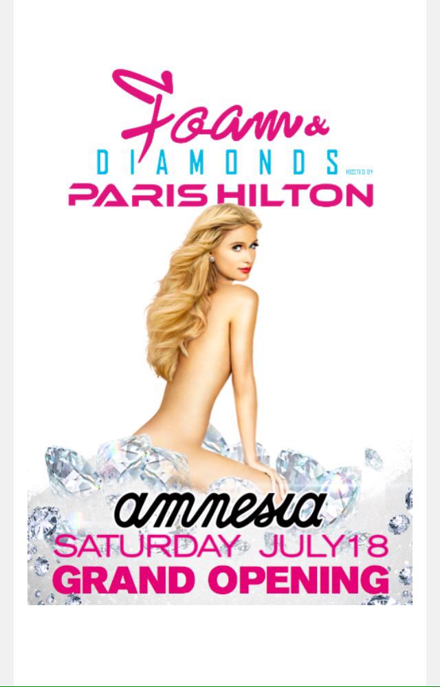RT @IbizaClubNews: It's @ParisHilton's foam and diamonds opening tonight at Amnesia #Ibiza http://t.co/jN1hqTW9cm