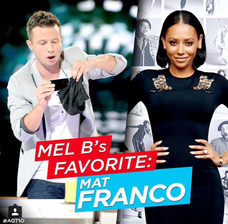 RT @MatFrancoMagic: .@OfficialMelB thanks for having me as your FAVE ???? you're the best! #AGT10 http://t.co/KapdgAPzZ8