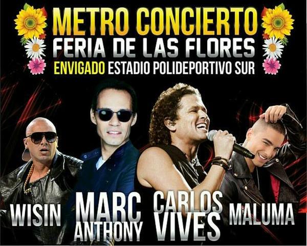 RT @SonyMusicLatin: HOY! #MetroConcierto #FeriadeLasFlores #Medellín! Con @Juanlmorera @MarcAnthony @carlosvives y @maluma ¡Imperdible! htt…