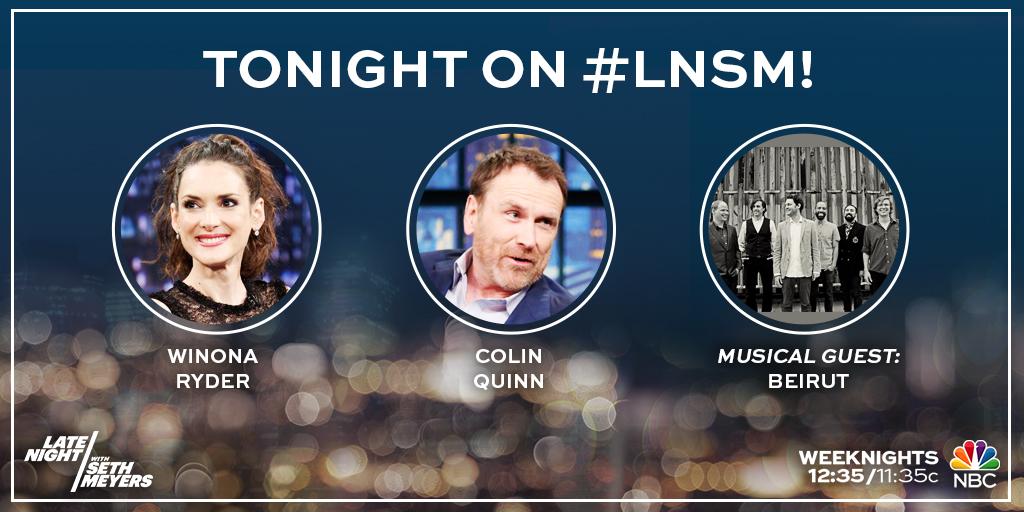 RT @LateNightSeth: Lots of fun guests this week: Winona Ryder, @andersoncooper, Connie Britton, @ritaora and the return of Fred Armisen! ht…