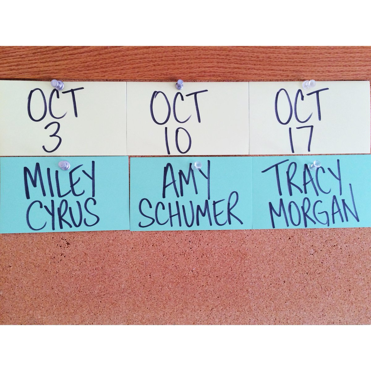 RT @nbcsnl: We’re excited to announce our first three hosts of Season 41: @MileyCyrus, @amyschumer, and @RealTracyMorgan! #SNL http://t.co/…