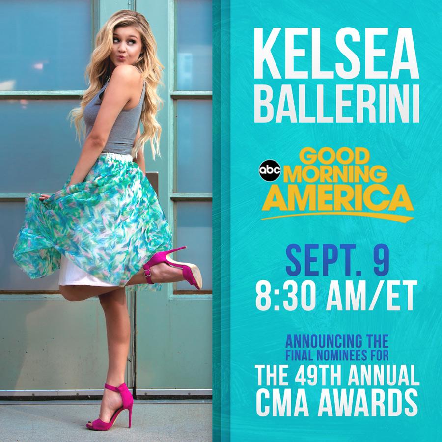 RT @KelseaBallerini: Can't wait to announce the @CountryMusic award nominees with @IamStevenT on @GMA!! #WalkThisWay #CMAawards http://t.co…