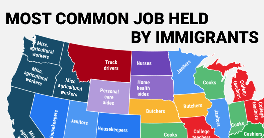 This is the most common job held by immigrants in each state