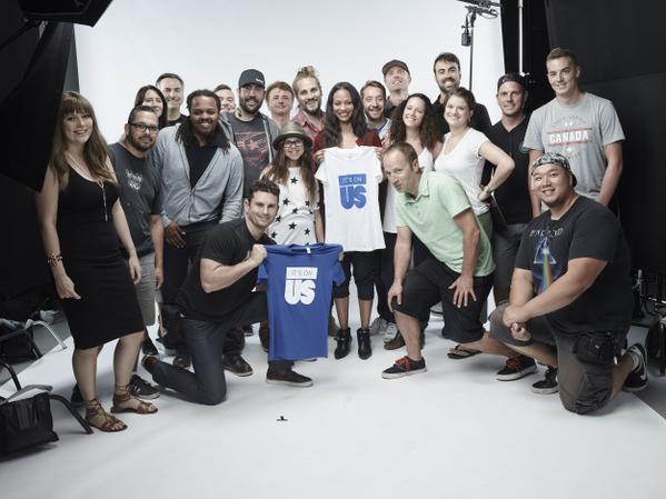 RT @ItsOnUs: #BehindTheScenes of the filming of our newest PSA with @zoesaldana and the #ItsOnUs crew! http://t.co/9Te4t1GuYi