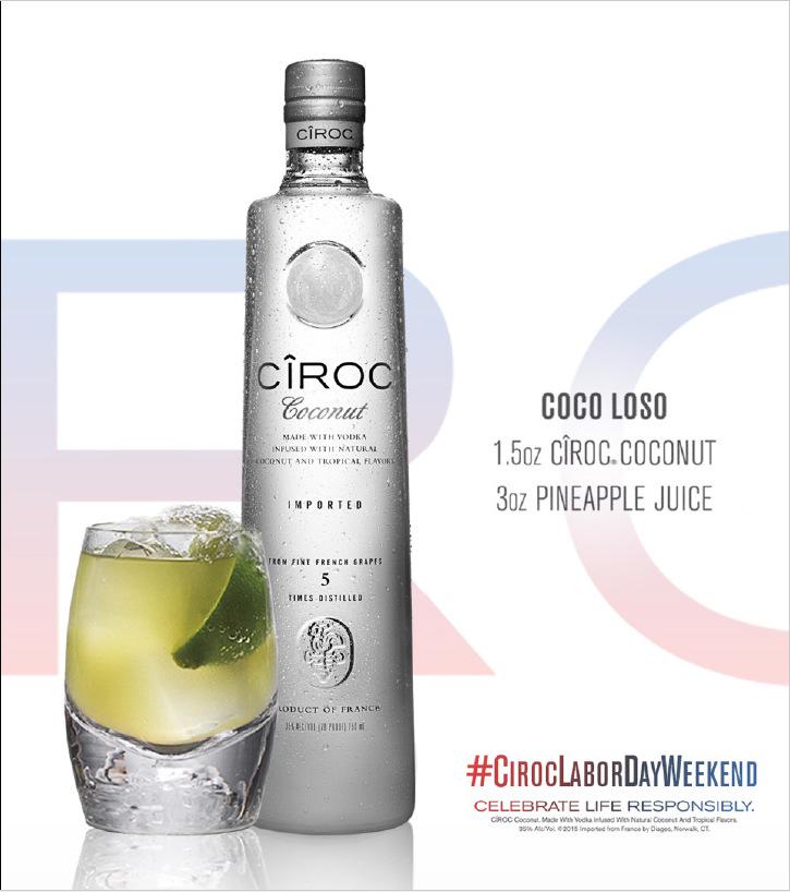 RT @DJQUICKSILVA: My drink today is Coco Loso @Ciroc on this #CirocLaborDayWeekend http://t.co/hE8tk5Loga