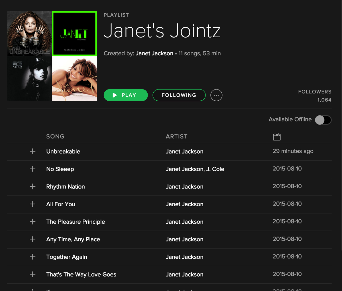 “Unbreakable” has been added to the Janet’s Jointz playlist on @Spotify! #Unbreakable http://t.co/6nE65MVMIa http://t.co/49IsZFjwYC