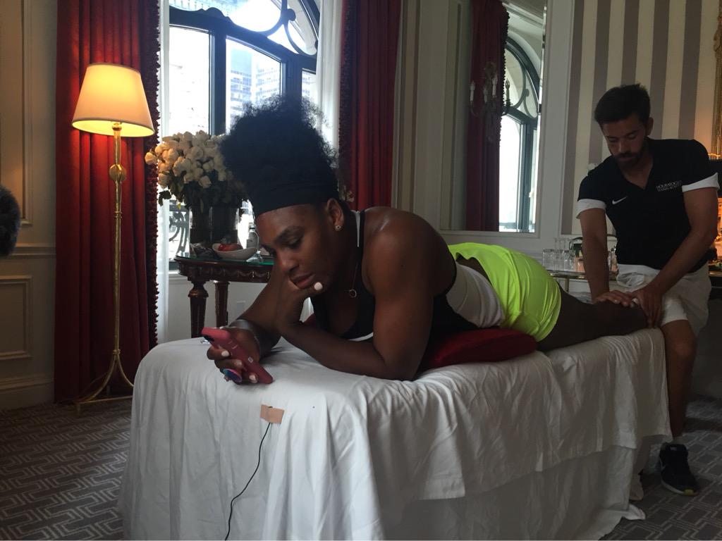 Working and getting treatment in my room @StRegisNewYork before my match tomorrow #USOpen http://t.co/3LJli0fzxF