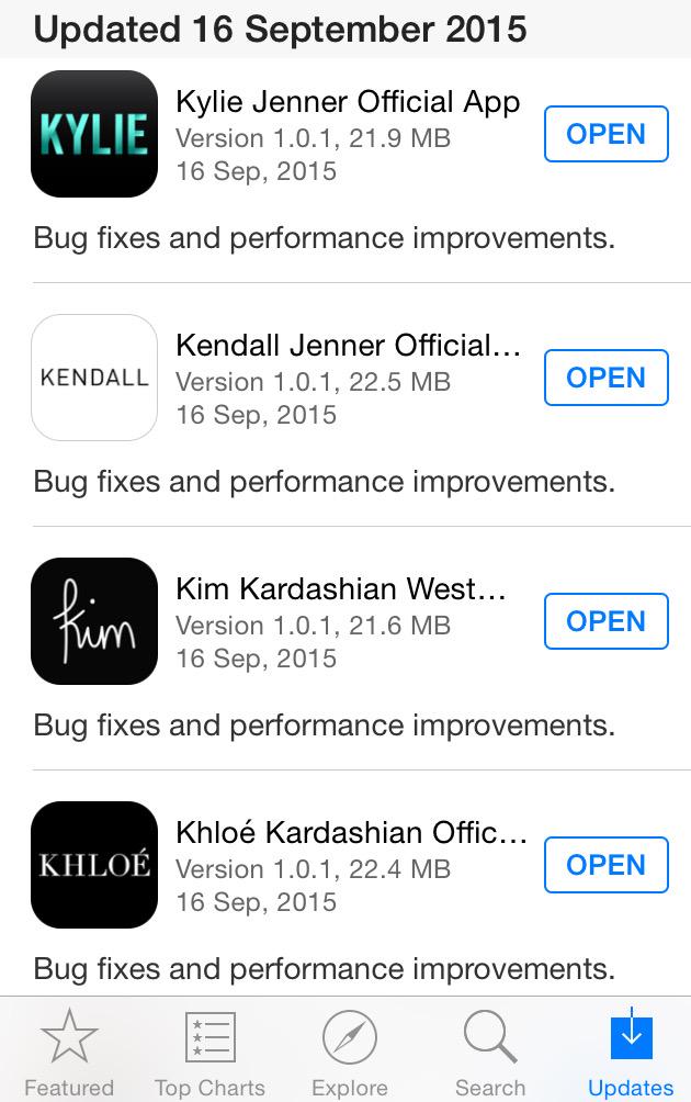 RT @khloloverdoll: The girls have updated their apps so hopefully no more problems!! @KimKardashian @khloekardashian @kendalljenner http://…