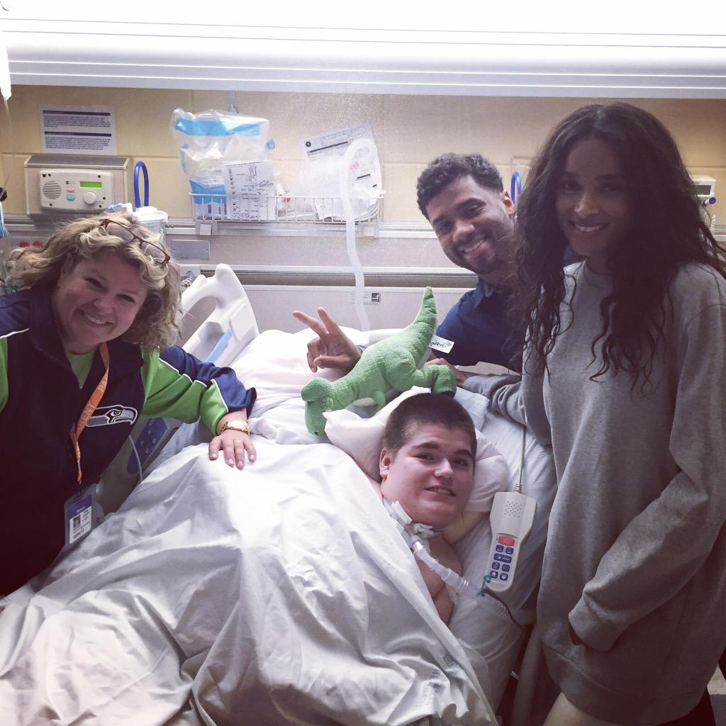 Matthew We Enjoyed You & Your Mom Today! Keep Being The Rock Star You Are! @DangeRussWilson @seattlechildrens http://t.co/wrk57aH8If