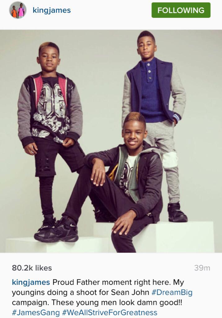 RT @seanjohn: Thanks @SInow! @KingJames sons f. in our latest @iamdiddy @SeanJohn #DreamBIG campaign. ???????????????? http://t.co/72onKzIPcD http://t.…