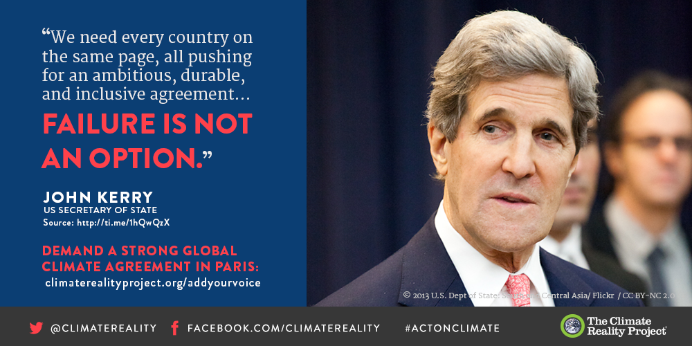 RT @ClimateReality: Retweet if you agree with @JohnKerry: failure is not an option at #COP21 https://t.co/1bCM2nTupb https://t.co/rX3j5ATl8H