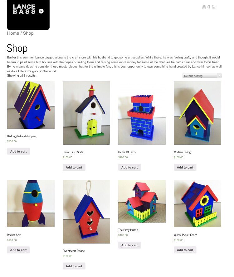 RT @LanceBassCntrl: Only two @LanceBass birdhouses are left! All proceeds go to @LuckyPuppyRnR!! Check out https://t.co/c5HQm7xnXW https://…