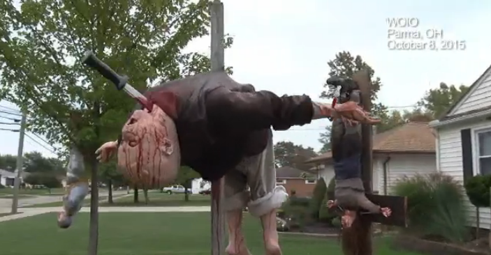 halloween decorations on display near an elementary school rt if just fun fav if