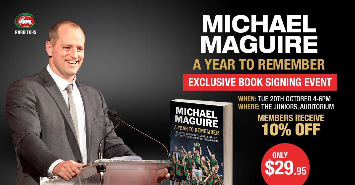RT @SSFCRABBITOHS: EXCLUSIVE: Michael Maguire Book Signing Event!

MORE - http://t.co/yqofG05ydk

#GoRabbitohs http://t.co/jDZZQvHKEW