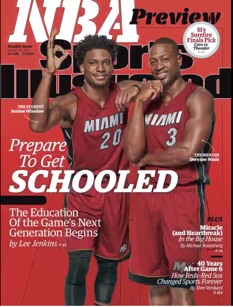 RT @EthanJSkolnick: Shoot where Winslow was worried about hair RT @joshbaumgard: .@DwyaneWade & @IAmJustise on 1 of week's @SInow covers ht…