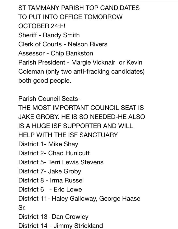 St Tammany Parish!Here is the list of the TOP people.We need change- here they are!The most important is Jake Groby https://t.co/9SyLPCnENg