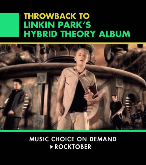 RT @MusicChoice: Celebrate #HybridTheory15 on MC Rock with our featured #Rocktober artist, @linkinpark! https://t.co/FtGl28Qjba https://t.c…