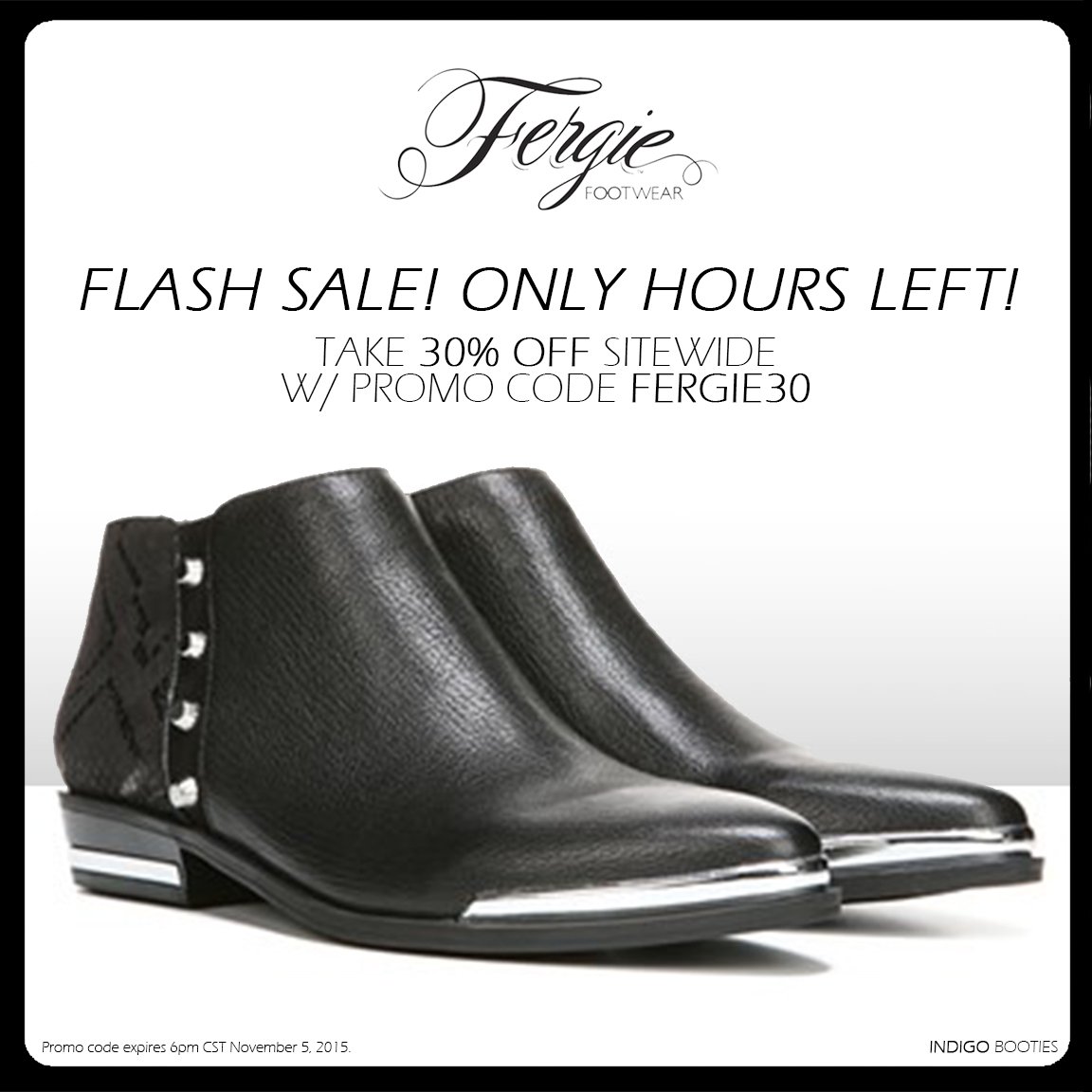 RT @FergieFootwear: #FlashSale til 6pm CT! Save 30% on @Fergie #shoes sitewide w/ #promocode FERGIE30. #shoesale https://t.co/h8LzbqcArR ht…