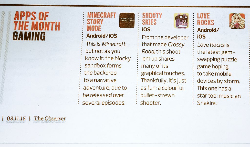 Great to see @LoveRocks in the UK Observer newspaper's Apps of the Month today. ShakHQ https://t.co/83nqjAxpAy
